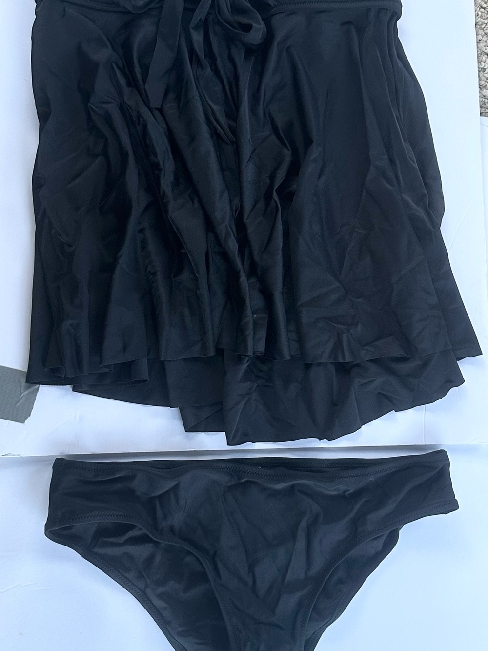 Black Two-Piece Swim Set with Skirted Top
